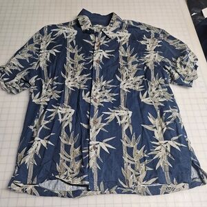 Jamaica Jaxx Blue Button-Up Silk Hawaiian Shirt